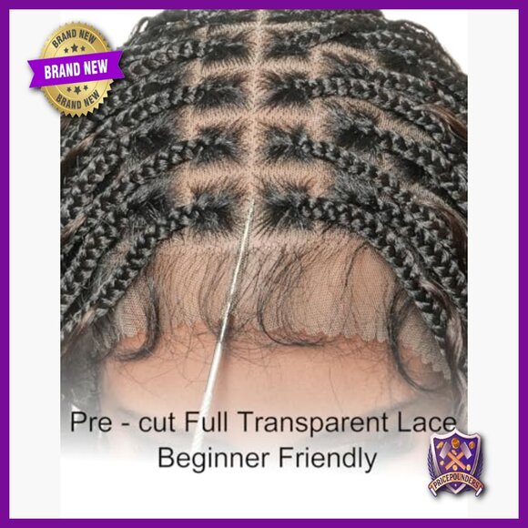 Full Lace Human Hair Boho Braided Wig Knotless Natural Scalp Pre-Plucked main image 5